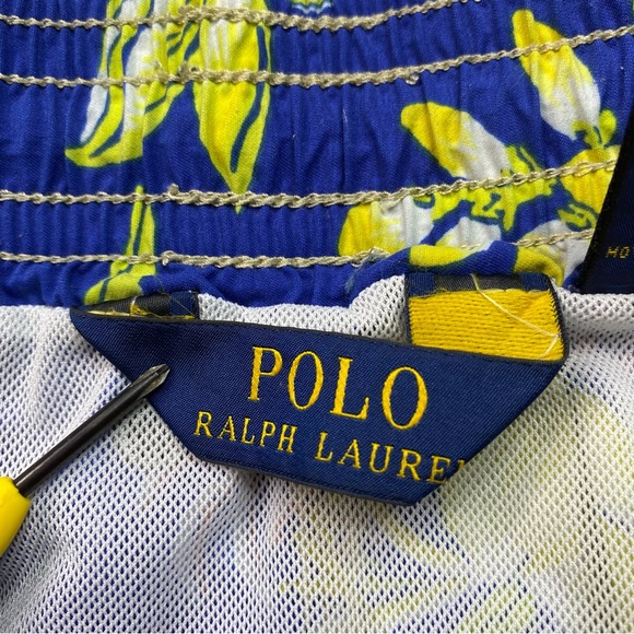 Polo Ralph Lauren Swim Trunks Men's XL Tall Blue Floral Lined Pockets Drawstring - Picture 14 of 16